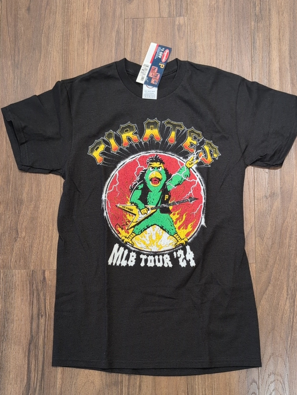 Pittsburgh Black Graphic Pirates MLB Tour Short Sleeve Tee Parrot